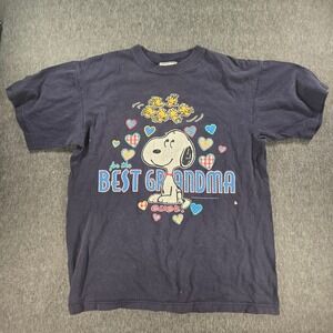 Vintage Peanuts T-Shirt Womens Large Blue Snoopy Best Grandma Ever Graphic Tee